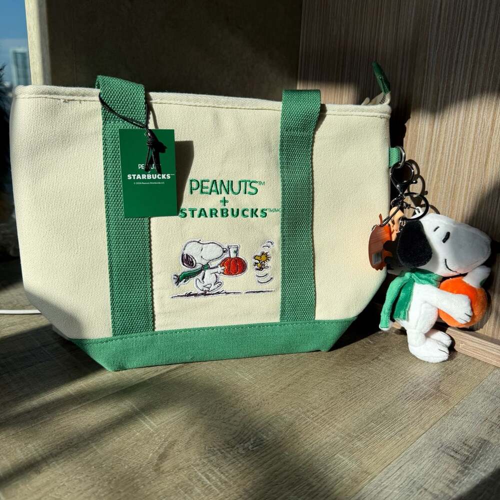 Starbucks Peanuts Charm + Starbucks Peanuts Canvas Mini Tote Bag